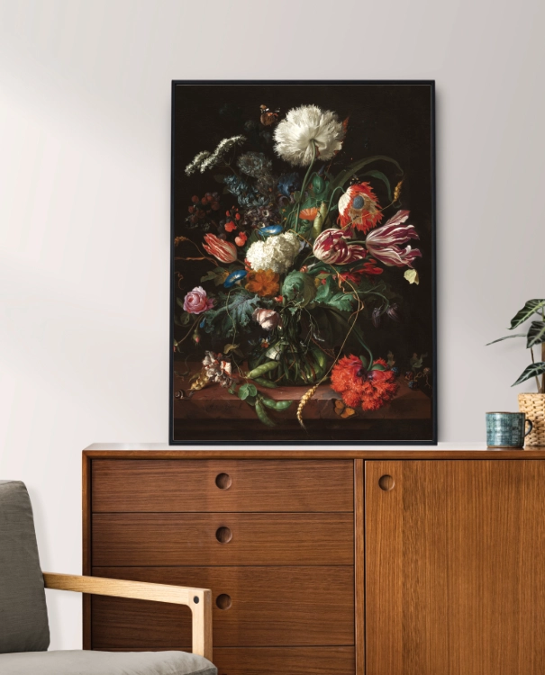 plakat kwiaty w wazonie heem czarna rama 50x70.webp