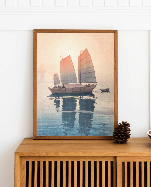 Hansen gozen Sailing boats  Hiroshi Yoshida 30x40 konsola rama.webp