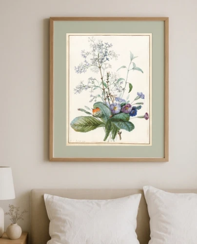klimalia plakat botaniczny vintage bukiet kwiatow łóżko.webp